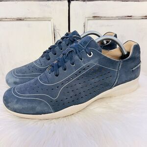 Earth Serval Blue Leather Laser Cut Lace up Casual Comfort Sneakers Womens 11B
